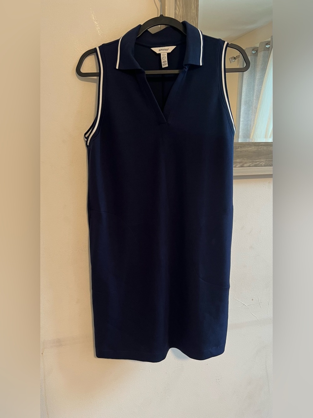 SPANX Navy Sleeveless Polo Dress with White Trim